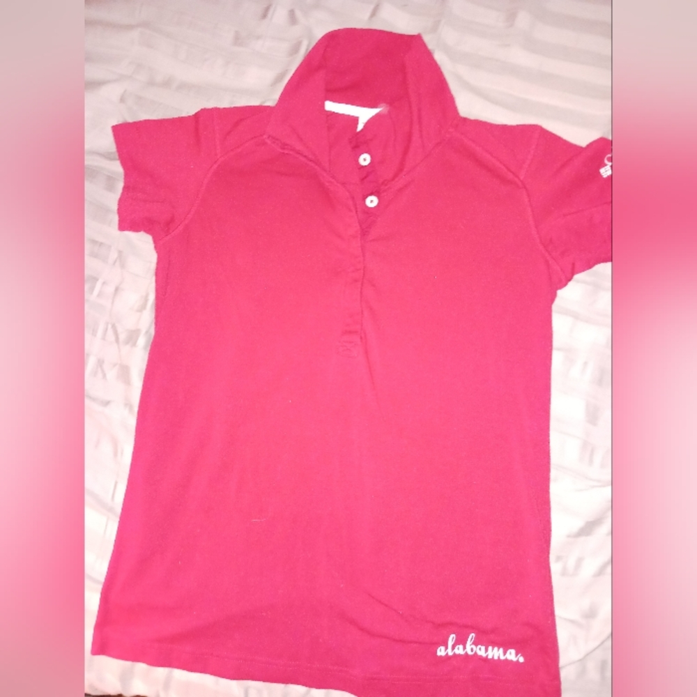 Columbia ladies University of Alabama shirt size L Crimson with white print